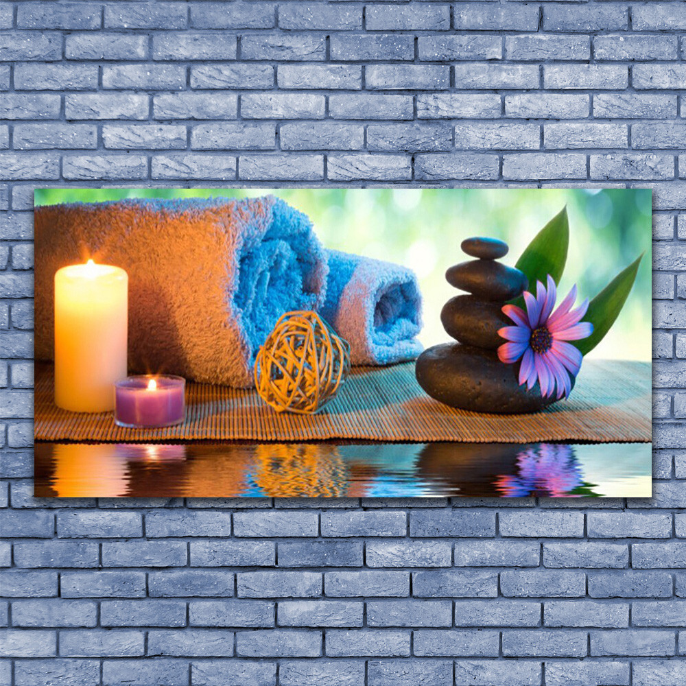 Image sur verre 140x70 Bougies et Fleurs pour un salon ambiance spa