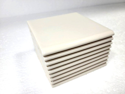Beige Almond Ceramic 4.25X4.25 in Bullnose Tile Square Subway Trim Curved (1 PC)