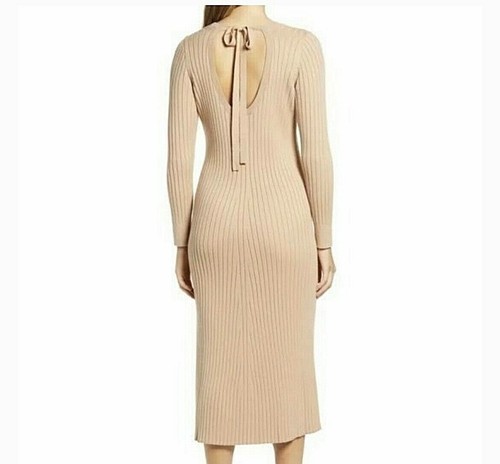 Wayf XS Dress Sweaterdress Ribbed Beige 