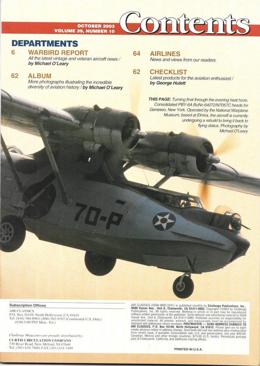 Air Classic V39 N10 Oc 2003 Curtiss P-40 Warhawk Seversky Racer B