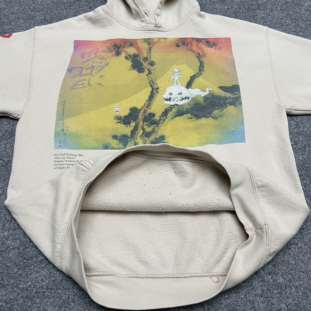 Kanye West X Kid Cudi Sweatshirt Mens Medium Beige Hoodie