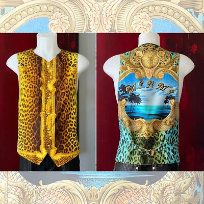 GIANNI VERSACE silk vest Miami with Medusa print size 54 from S/S