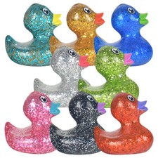 1.75" Inch Vinyl Rubber Glitter Ducklings Ducks: BLACK RED PINK BLUE and MORE  