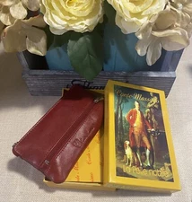 Conte Massimo Unisex Burgundy Italian Leather Key Holder/Change Zip Pouch New