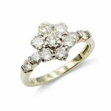 Diamond Engagement Ring 0.90ct 9ct Gold Ladies Cluster L 1/2 Wedding