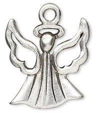 4 Antiqued Pewter 16x15mm Angel with Open Wings Charms 