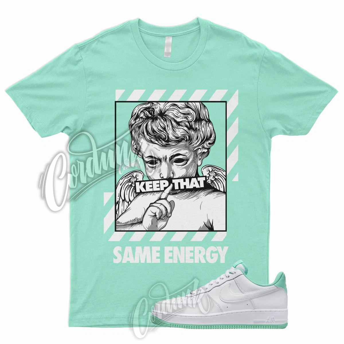 ENERGY T Shirt for N Air Force 1 Low White Mint Foam Mystic Navy