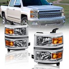 Pair Front Headlight Assembly For 2014-2015 Chevy Silverado 1500 Amber Reflector