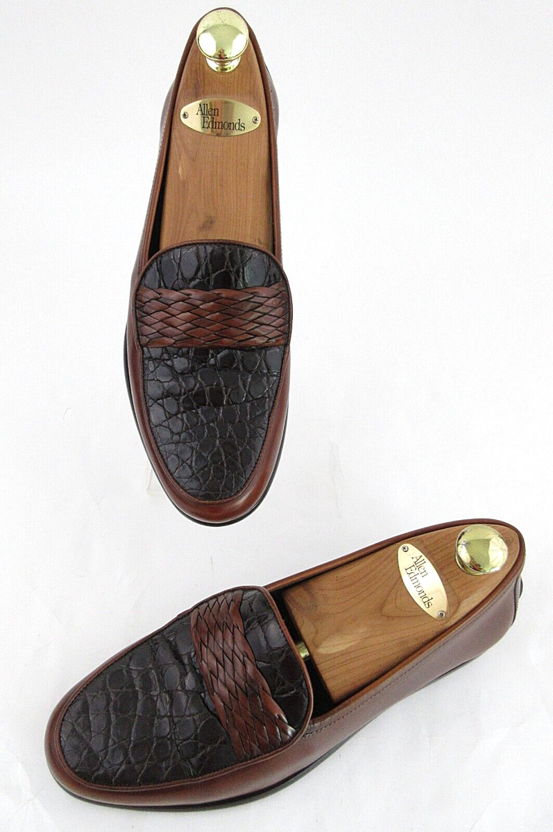 Bragano By Cole Haan Genuine Crocodile Loafers Brown Sz 8 M 
