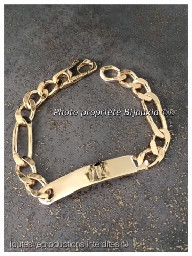 Figaro Identity Engraving Bracelet 22CM X 1CM 18 Carat Gold Plated Jewelry