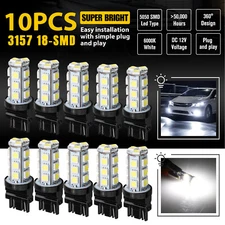10PCS 3157 3156 18-SMD Reverse Brake Stop Turn Signal Tail LED Light Bulbs White