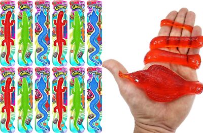 JA-RU Giant Sticky Lizards Stretchy Reptile Toys (12 Packs Assorted) 