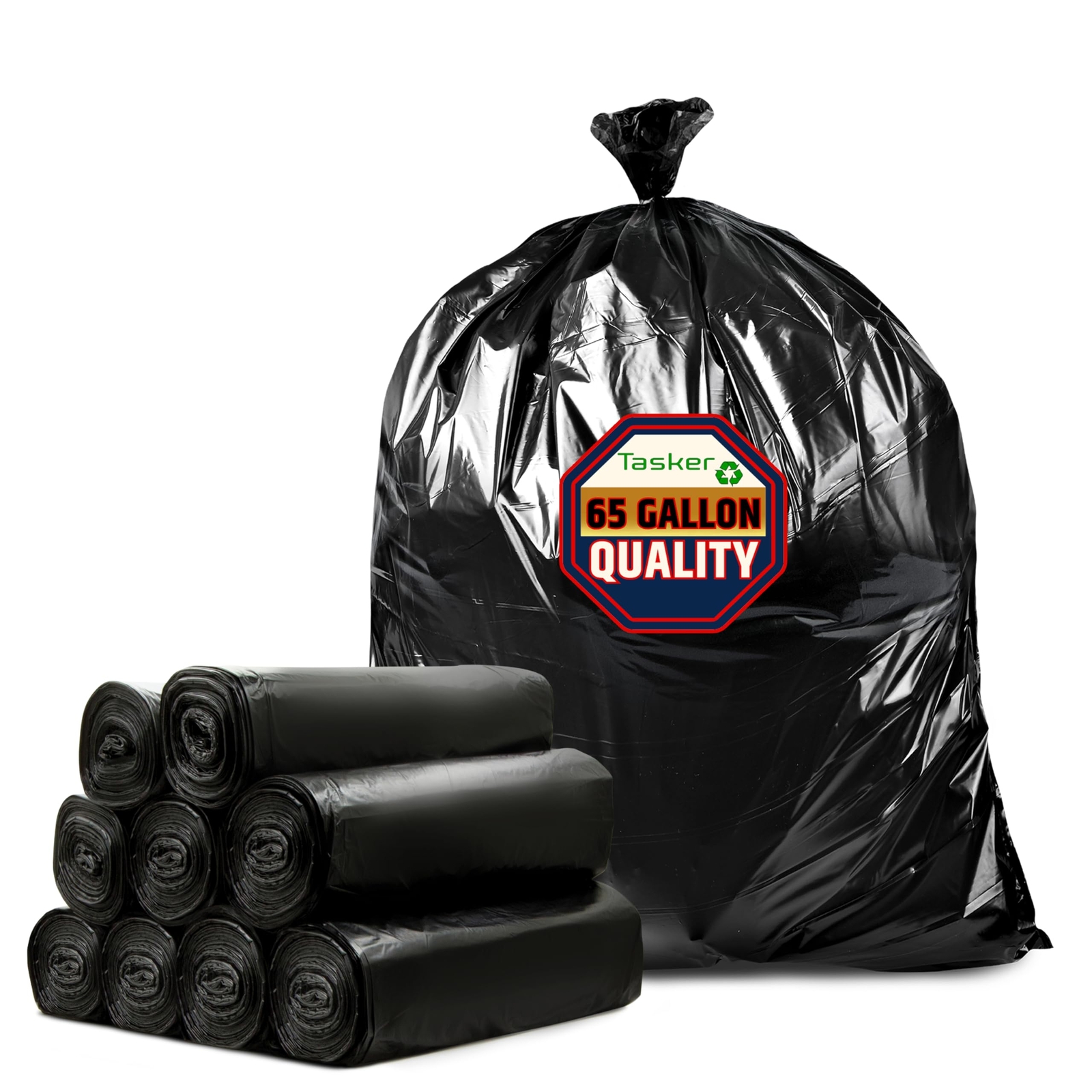 65 Gallon Trash Bags, (Huge 120 Bags Bulk) Large Trash Bags 65 Gallon, 64 Gal...