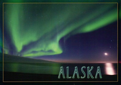 Alaska Northern Lights Aurora Borealis Polar Arctic Ocean Moon Ak Postcard Ebay