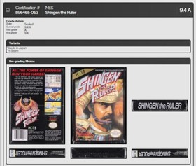 Shingen the Ruler New Nintendo NES Factory Sealed WATA Grade 9.4 A Mint Rare