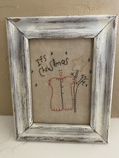 Needlepoint Framed Wall Art  Its Christmas  snowman/rustic design