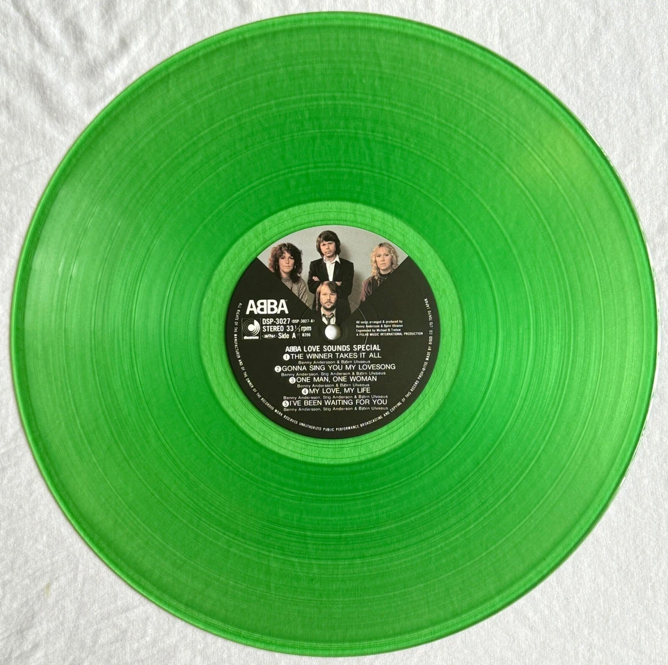 ABBA Love Sounds Special- Rare Japanese Green Vinyl LP with Obi & Insert Nr MINT - Image 3 of 4