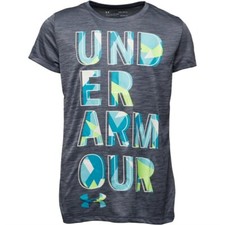 Image of Under Armour Junior Girls HG HeatGear Hybrid 2.0 Big Logo Navy T-Shirt S,M,L,XL