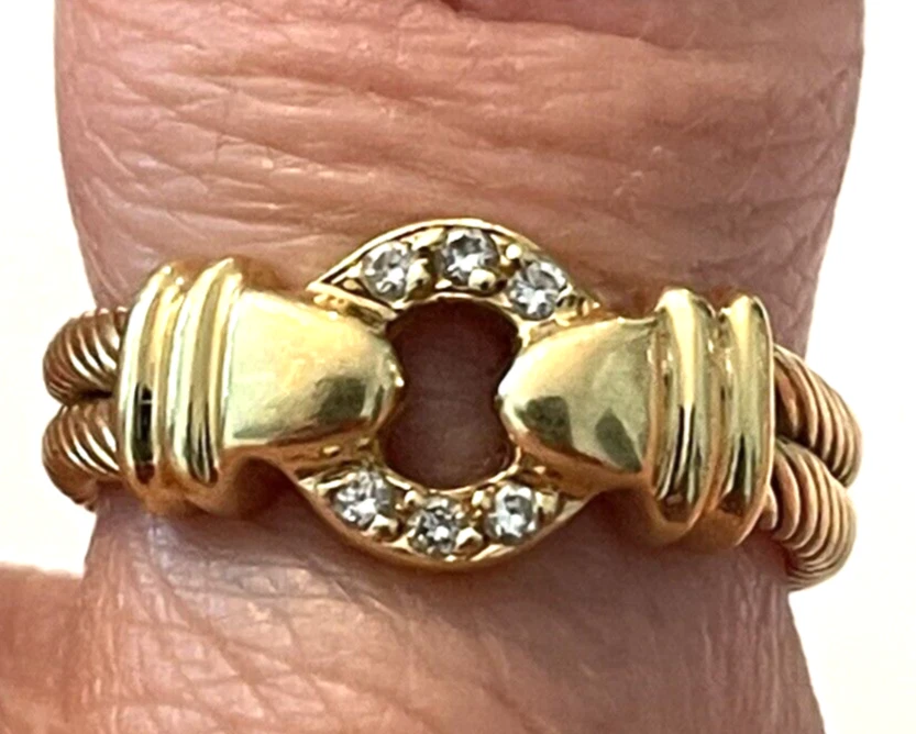 Anillo Philippe Charriol Cable Círculo Abierto Oro Amarillo 18k y Diamante Talla 6 Foto 2 de 4