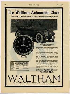 1920 Waltham Watch Company Ad: K-2 Automobile Clock for Apperson Motor Car