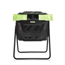 43 Gallon Compost Tumbler Bin Outdoor Garden Rotating Dual Compartment Compost
