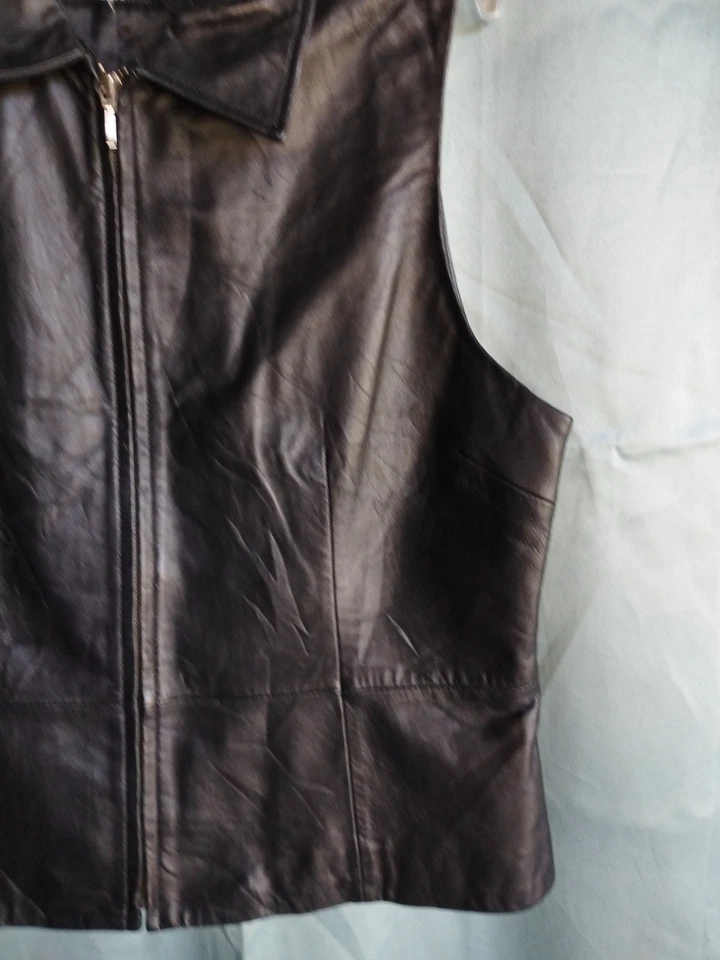 Chaleco de piel de cordero Apt 9 cuero suave negro para mujer talla XL Foto 3 de 4