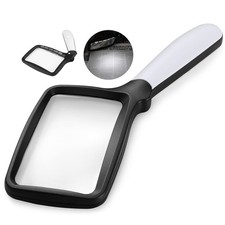 Magnifying Glass with Light, Folding Handheld 3X Large Rectangle Black