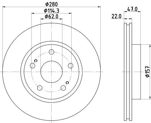 HELLA 8DD 355 116-771 BRAKE DISC Front (PAIR)