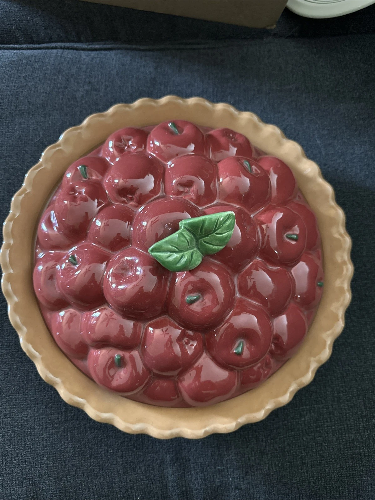 VERY LARGE Vintage Treasure Craft Apple Pie Dish With Lid 13" Pie Storage Dish🍎