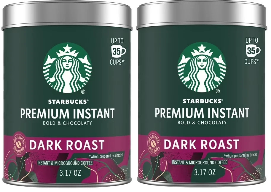 (2 Pack) Starbucks Premium Instant Coffee, Dark Roast, 100% 