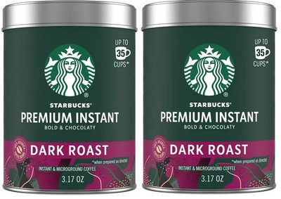 (2 Pack) Starbucks Premium Instant Coffee, Dark Roast, 100% Arabica, 3.17 Oz Ea