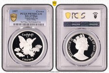 ISLE OF MAN PROOF 1 CROWN COIN 1997 YEAR KM#759a FAIRY CANDYTUFT PCGS PR70 TOP??