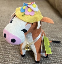 Vintage DAKIN Dream Pets COW CLARABELLE Velveteen Sawdust Stuffed Animal Japan