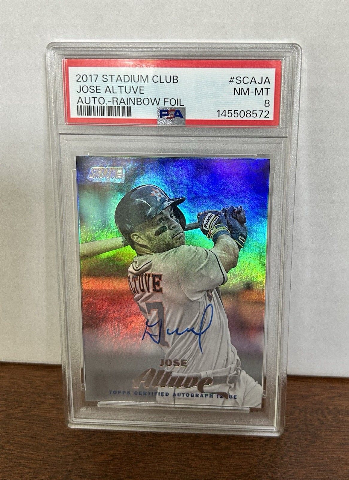 2017 Topps Stadium Club Jose Altuve Rainbow Foil /10 AUTO PSA 8 ASTROS view 2