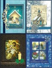 Handmade  RELIGIOUS CHRISTMAS CARDS - #C 24  -  lot of 4