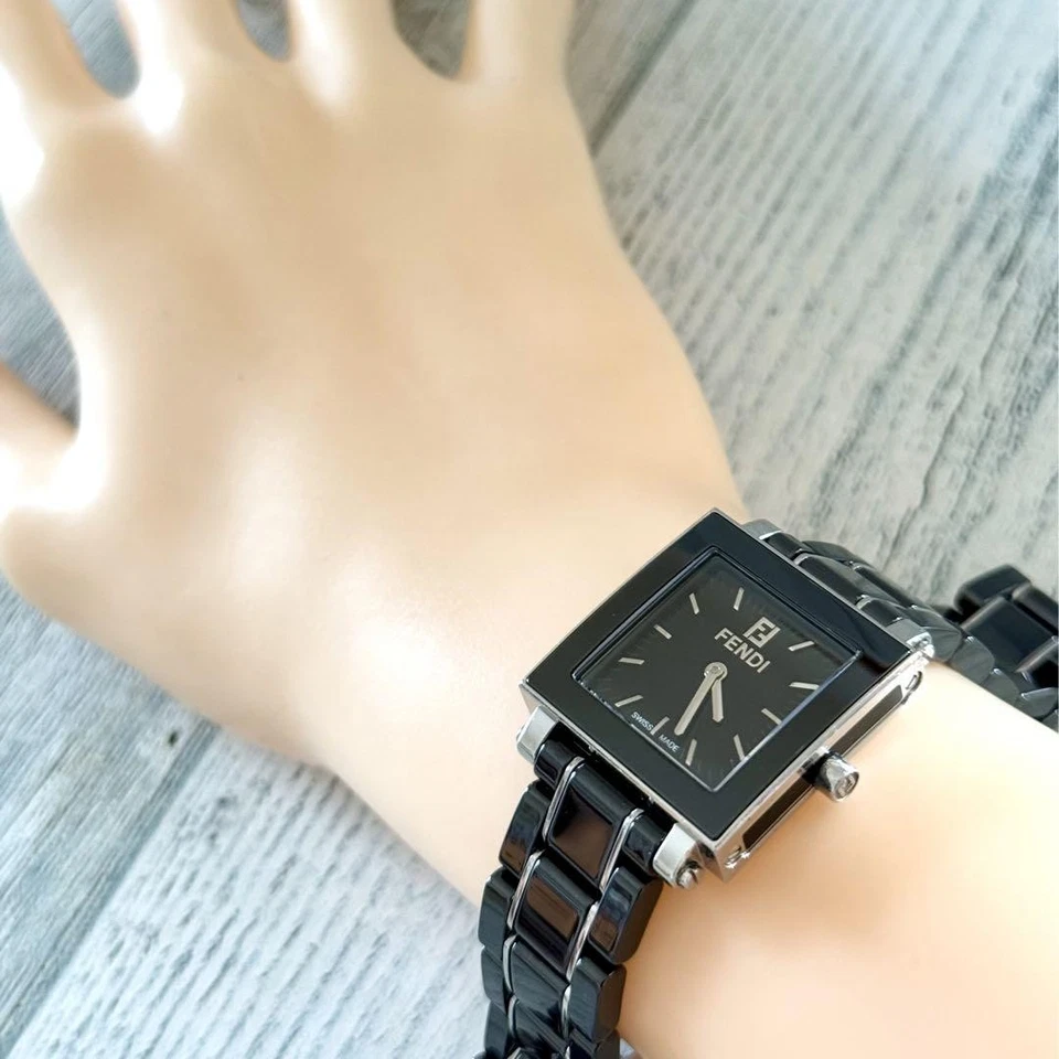 Fendi 6200L Square Black Ceramic Watch Tested Genuine Stylish Accessory - Image 4 of 4
