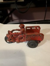 harley davidson cast iron toy motorcycle crash car vintage 4.5"