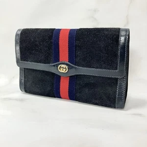 Sac pochette GUCCI ligne sherry daim bleu marine authentique