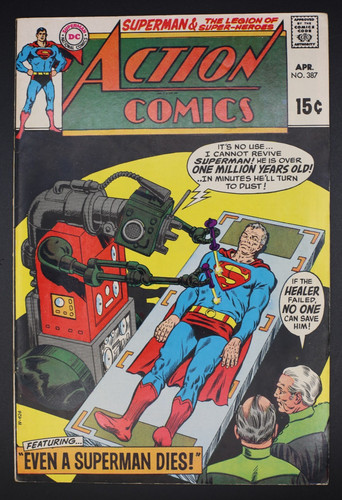 Action Comics #387 (DC Comics April 1970) "Even A Superman Dies" - Very Fine+