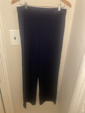 St. John Knit Stretch Pants Dark Navy Blue Size 8 Pull On Straight Leg