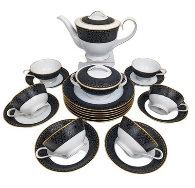 Lot for 6: Noritake BENEDICTA Set - Tea Pot Sugar Teacups Saucers Salad Plates