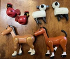 Vintage Fisher Price Little People Family Farm animal lot horses sheep roosters