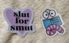 Set of 2 book themed stickers and 2 book themed bookmarks see description 