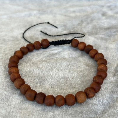 Handmade Cherry Wood Bead Bracelet Mens Adjustable Bracelet Handmade Beads NEW