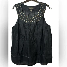 Lane Bryant Black Sleeveless Blouse with Gold Accents