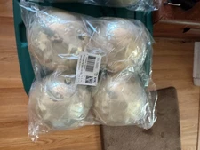 VICKERMAN 6 in. Cafe Latte Shiny UV Christmas Ornament Ball Brand new -4 per bag