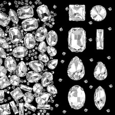 240 PCS Sew on Rhinestones Mixed Shapes Glass Rhinestones Sew on Crystal Gems