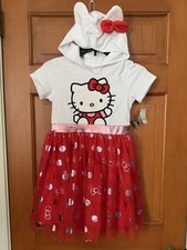 Girls' Hello Kitty Hooded Short Sleeve Tulle Skirt Dress Size Medium NWT