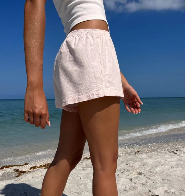 Brandy Melville Pink Stripe Pajama Set Button Tank Top & Cotton Lounge Shorts