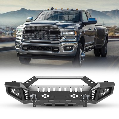 LED Front Bumper Kit For 13-18 Dodge Ram 1500/19-24 Ram 1500+Bull Bar+Skid Plate